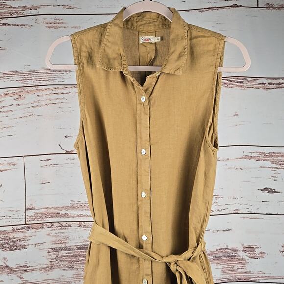 Faherty Laguna Sleeveless Shirtdress Linen Dull Gold (Tan) Medium - Picture 4 of 8